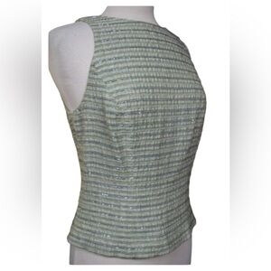Vintage Lillie Rubin Carmen Marc Valvo Multi Green Beaded Sleeveless Blouse 10